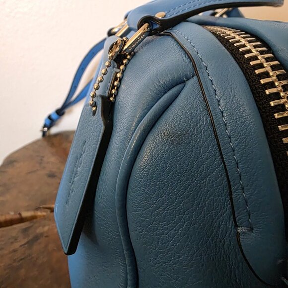 Coach x Peanuts Snoopy Limited Edition Mini Surrey Satchel Bag Blue Leather 3643 - Picture 4 of 16